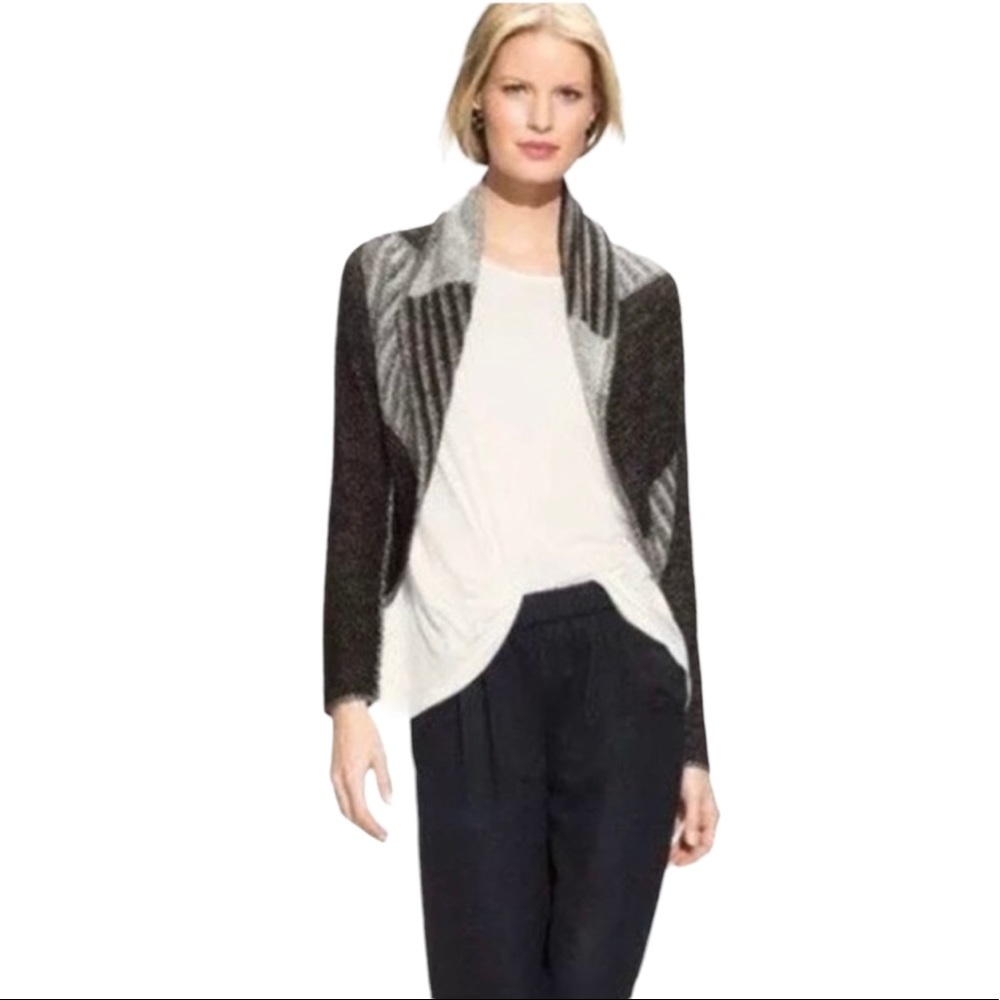 Cabi Wool Patchwork Waterfall Front Cardigan - image 8